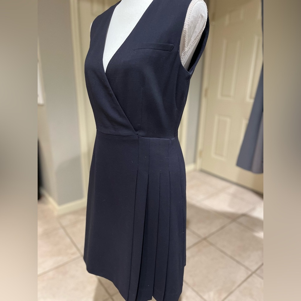 Tory Burch Navy Wool Faux Wrap Dress